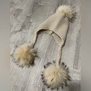 Triple Pom Pom braid hat